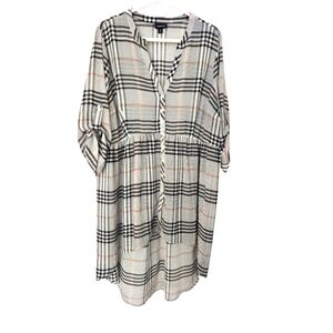 Torrid Sheer Plaid Button-Up Tunic Size 2 EUC